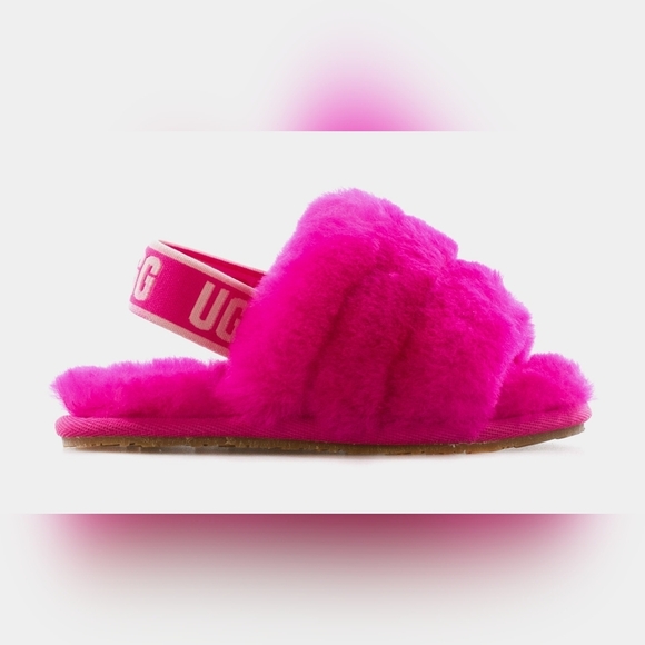 UGG Kids Toddler Girls Fluff Yeah Hot Pink Sandals Slide Size 11T - Picture 3 of 7